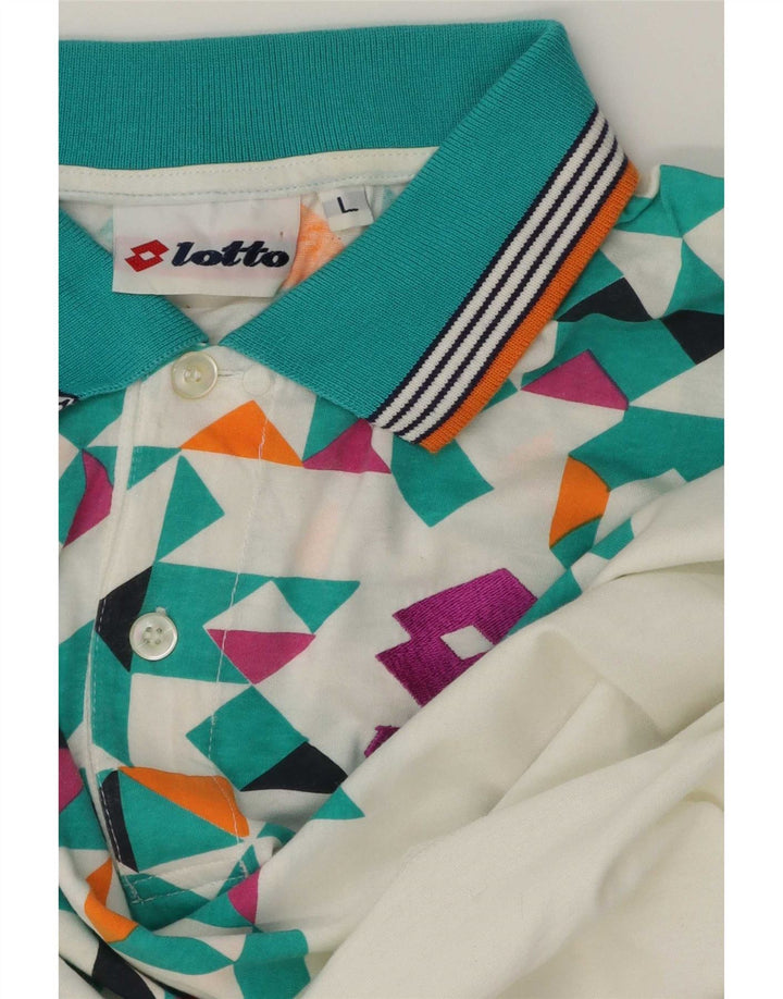 Lotto Herre Polo Shirt Stor Hvid Geometrisk