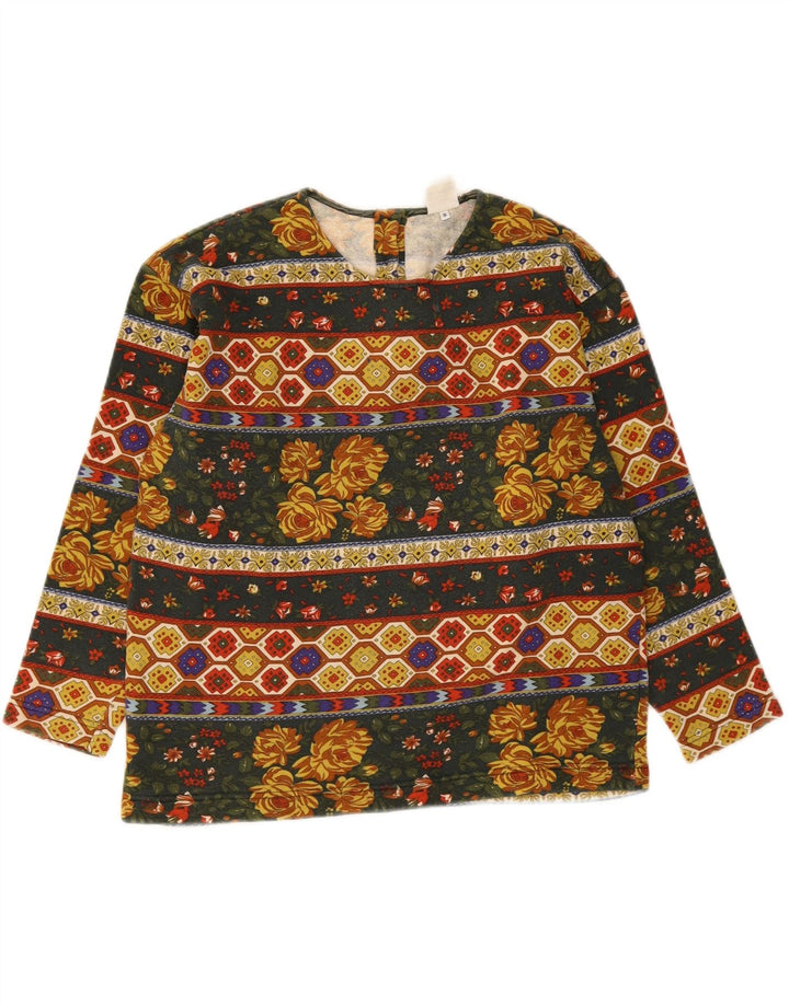 BENETTON Womens Sweatshirt Jumper UK 10 Small Multicoloured Floral Vintage Benetton and Second-Hand Benetton from Messina Hembry 