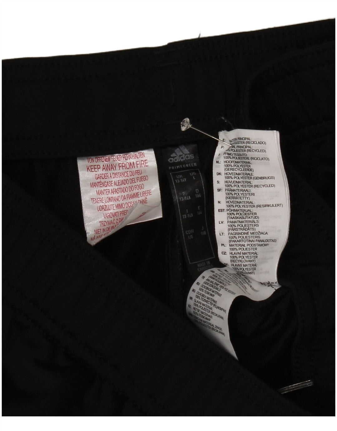 Adidas Boys Primegreen Tracksuit Bukser 13-14 år Large Black Polyester