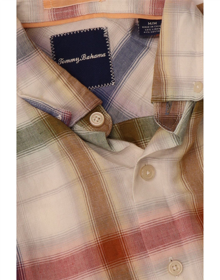 TOMMY BAHAMA Mens Shirt Medium Multicoloured Check Linen Vintage Tommy Bahama and Second-Hand Tommy Bahama from Messina Hembry 