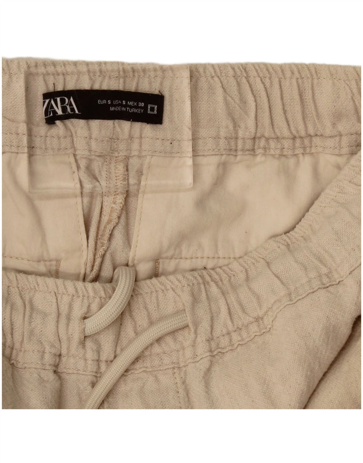 Zara Womens Crop Joggers Cargo Bukser Small W30 L25 Off White