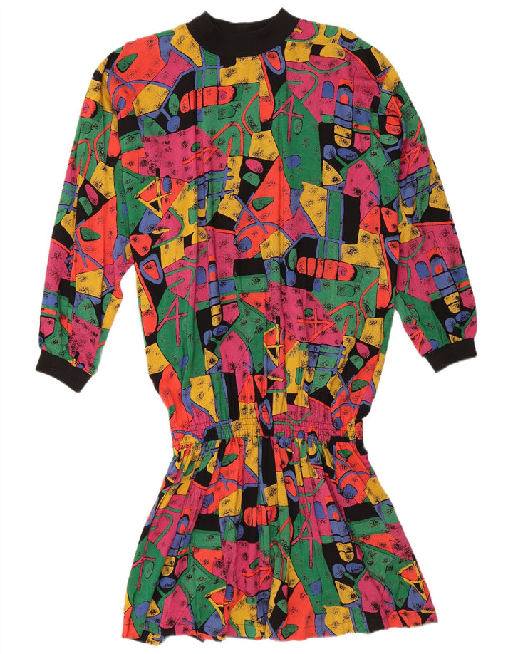 Vintage Dame Drop Waist Dress EU 38 Medium Flerfarvet Geometrisk