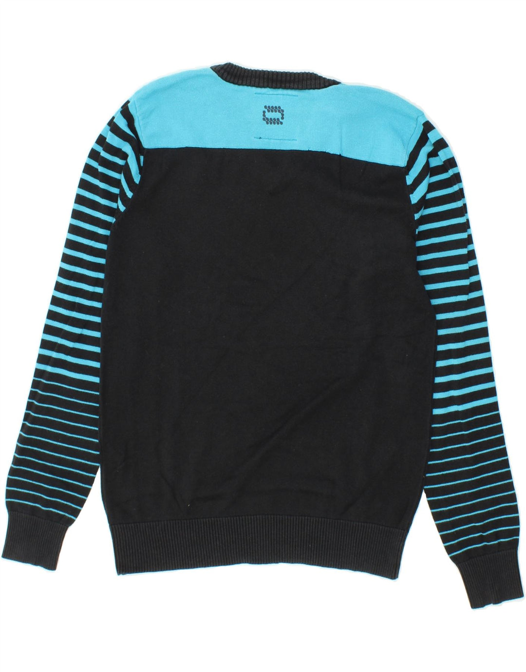 JACK & JONES Mens V-Neck Jumper Sweater Medium Blue Striped Vintage Jack & Jones and Second-Hand Jack & Jones from Messina Hembry 