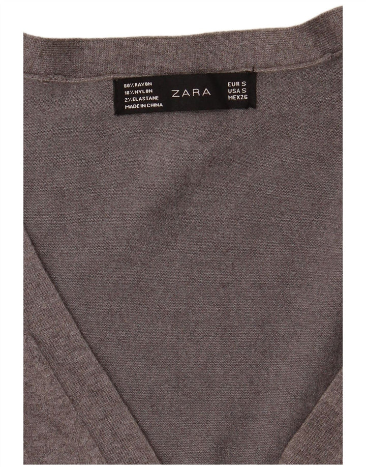 Zara Dame Cardigan Sweater UK 10 Small Grå