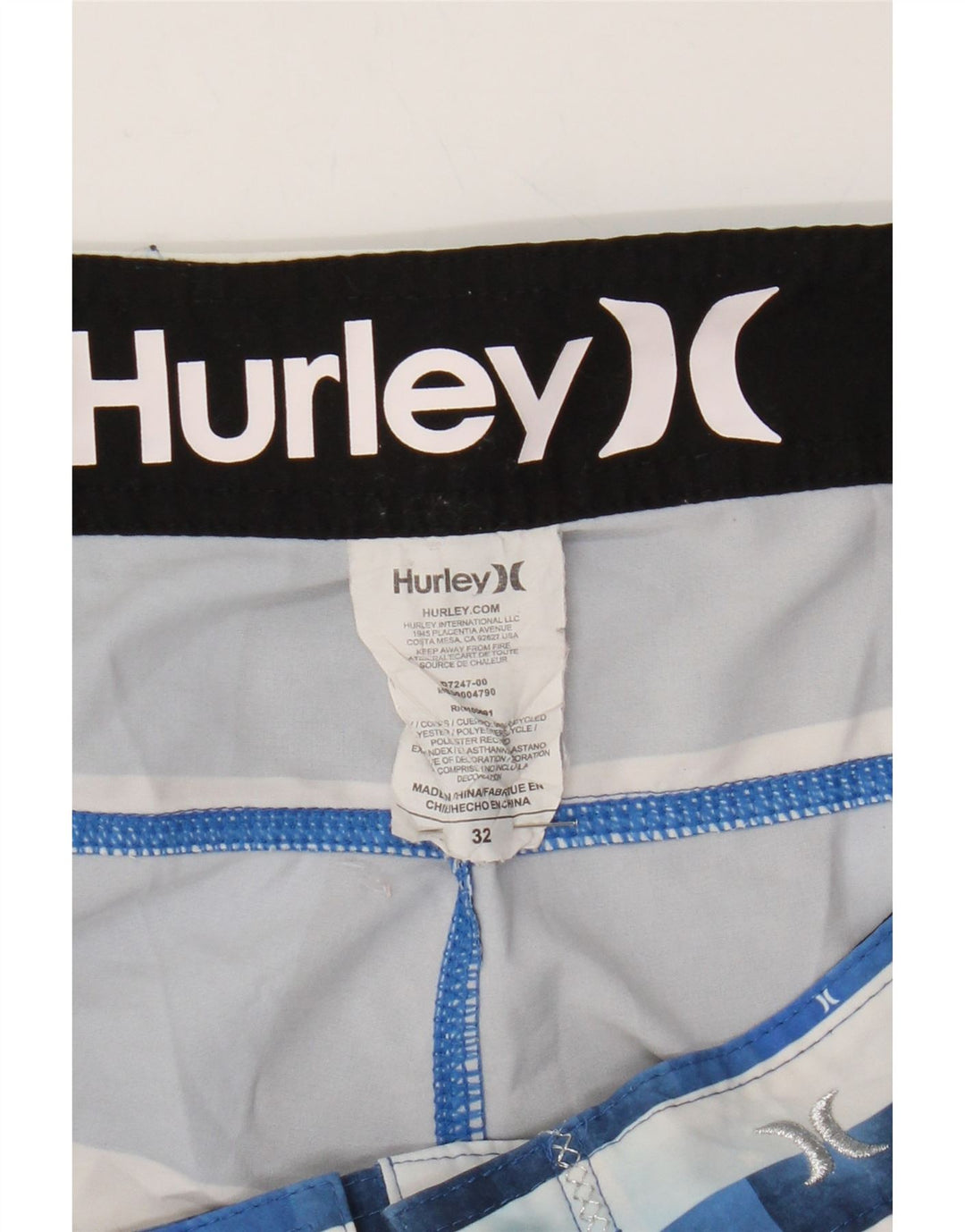 HURLEY Mens Swimming Shorts Medium  Blue Striped Polyester Vintage Hurley and Second-Hand Hurley from Messina Hembry 