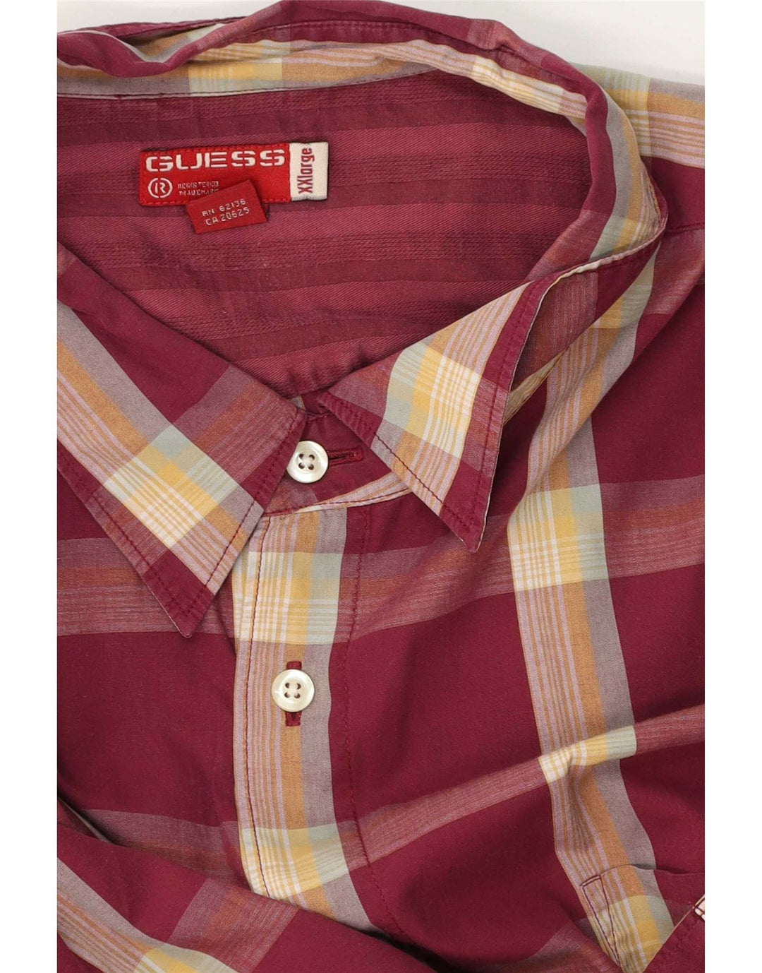 Guess Kortærmet Herreskjorte 2XL Burgund Ternet