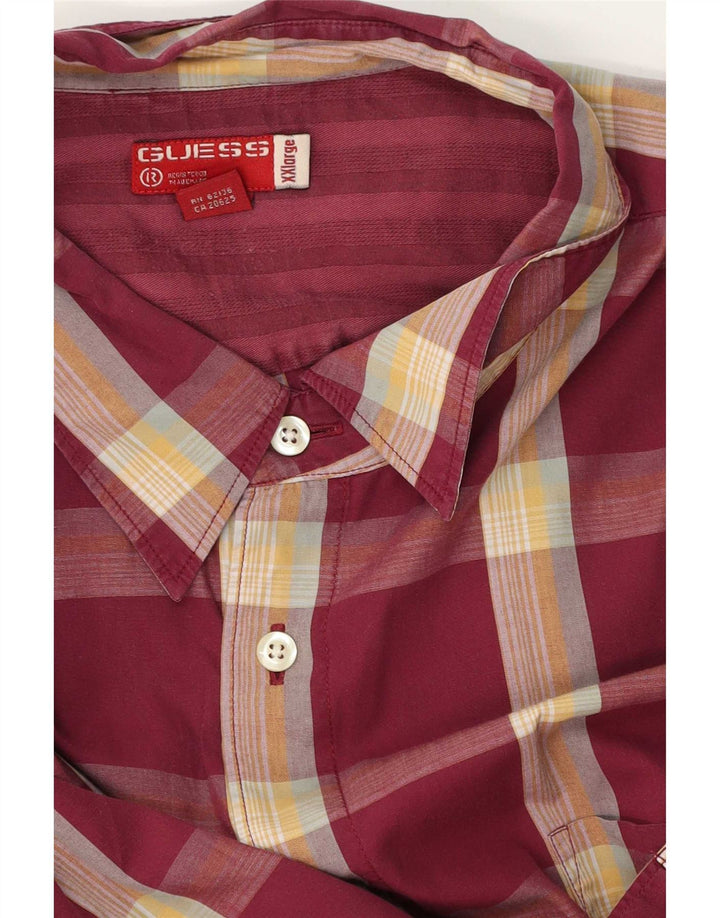 Guess Kortærmet Herreskjorte 2XL Burgund Ternet