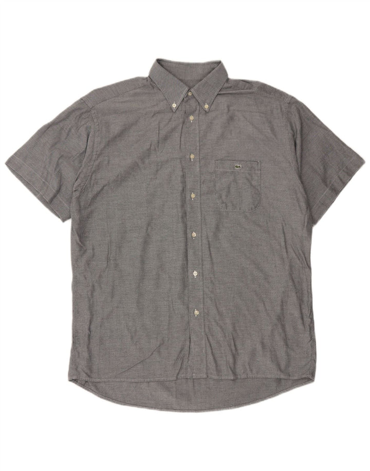 Lacoste Kortærmet Herreskjorte Størrelse 41 Large Grå Flecked