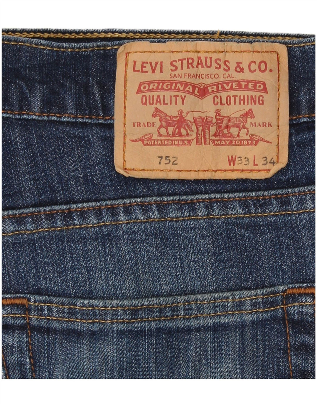 Levi's Dame 752 Straight Jeans W33 L31 Blå Bomuld