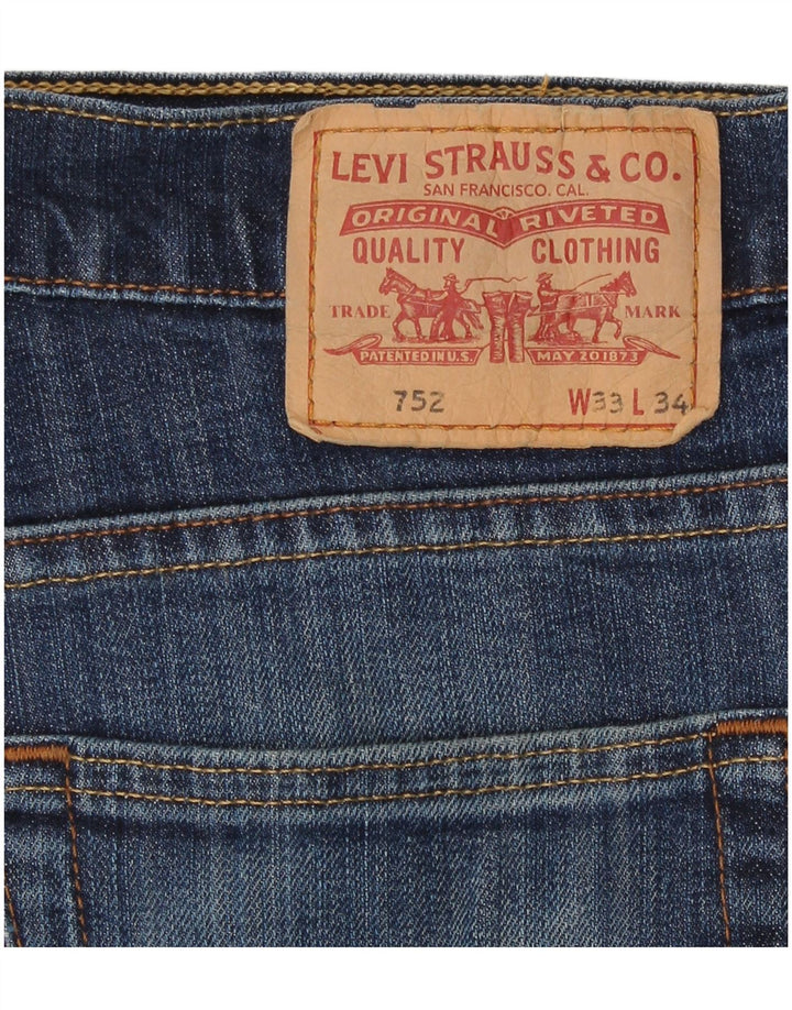 Levi's Dame 752 Straight Jeans W33 L31 Blå Bomuld