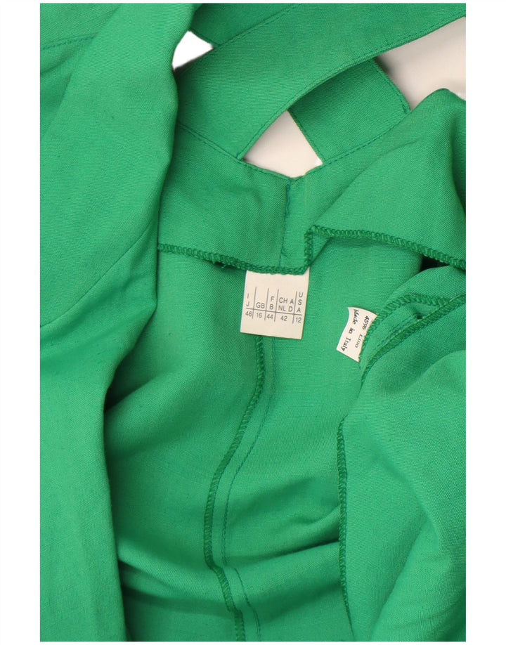 Vintage Dame Kortærmet 1 Knap Blazer Jakke UK 16 Stor Grøn