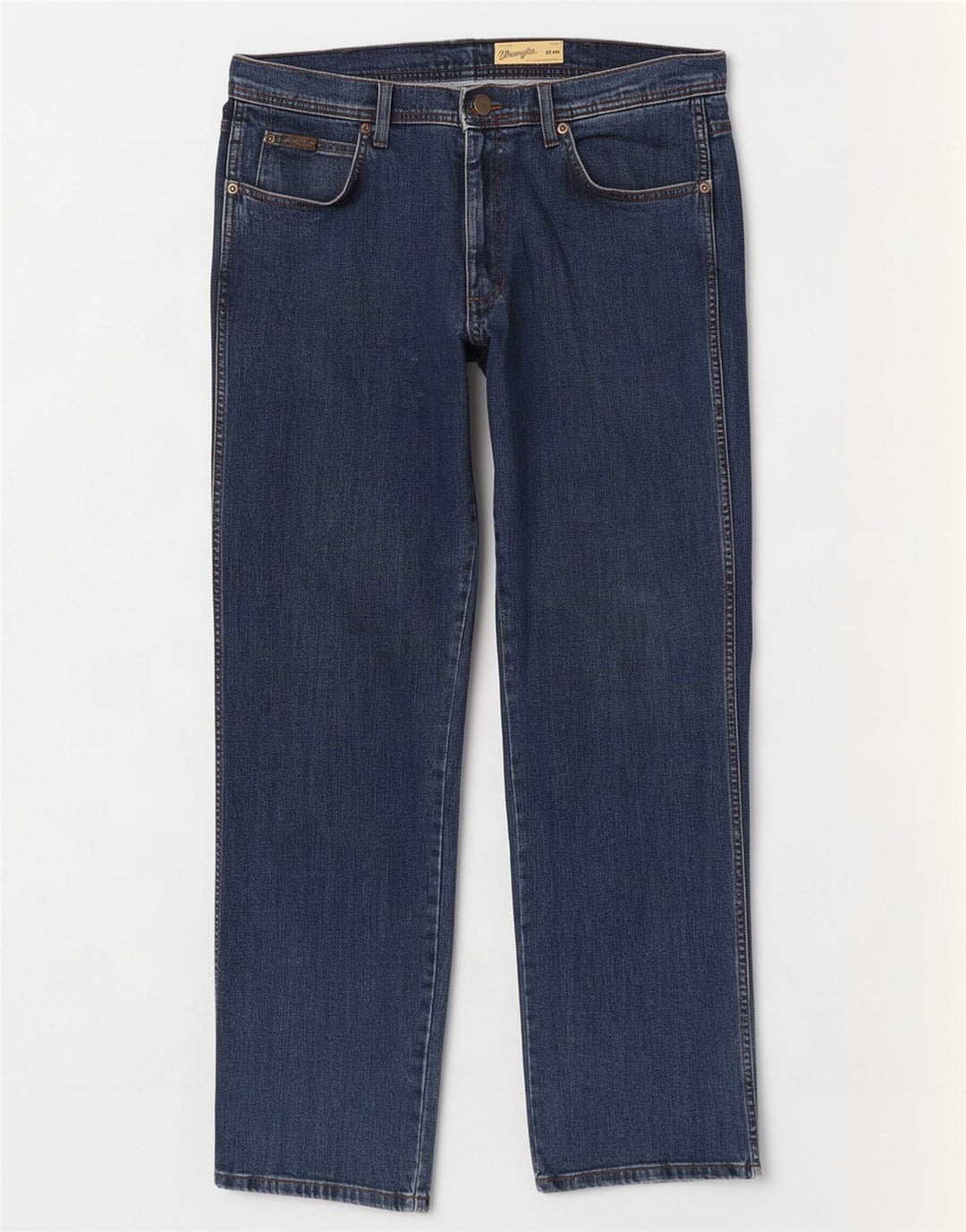 Wrangler Herre Utah Straight Jeans W38 L32 Blå Bomuld