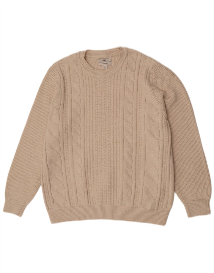 Marks & Spencer Herre sweater med rund hals 2XL beige polyester