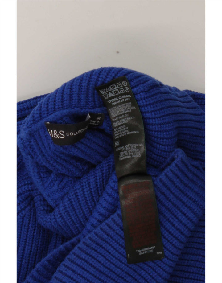 Marks & Spencer Dame Rullehals sweater UK 14 Medium Blue Viscose