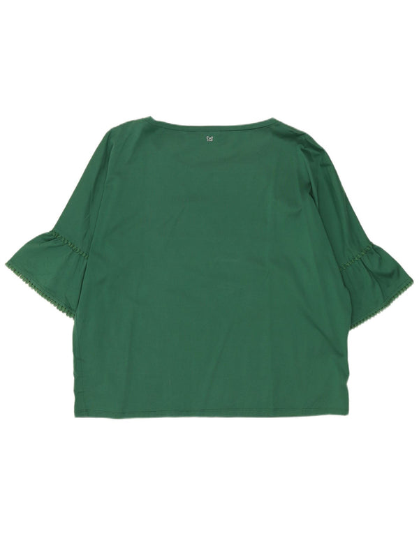 Max Mara Dame Weekend 3/4 ærmet bluse Top UK 16 Large Green