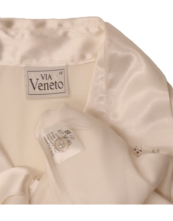 VIA VENETO Womens Shirt Blouse UK 12 Medium Off White Polyester Vintage Via Veneto and Second-Hand Via Veneto from Messina Hembry 