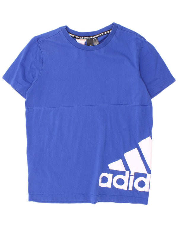 Adidas drenge grafisk t-shirt top 11-12 år Blå Colourblock Bomuld