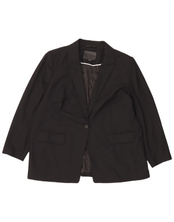 Marks & Spencer Dame Autograph 1 Knap Blazer Jacket UK 18 XL Sort
