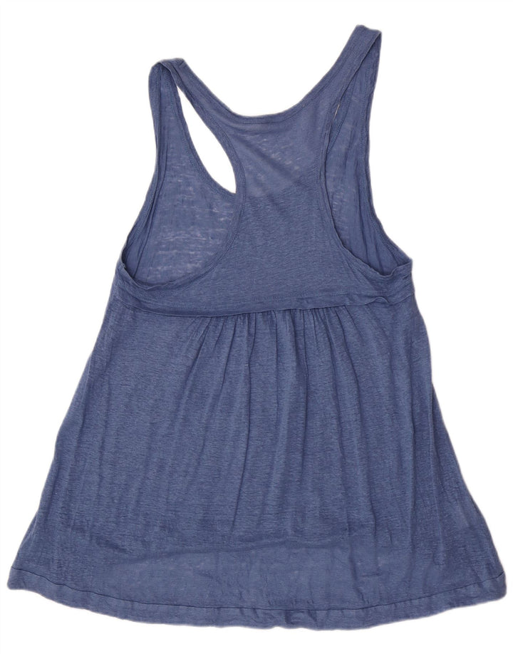 Stefanel Dame Ærmeløs Tunika Top UK 12 Medium Blue Linen
