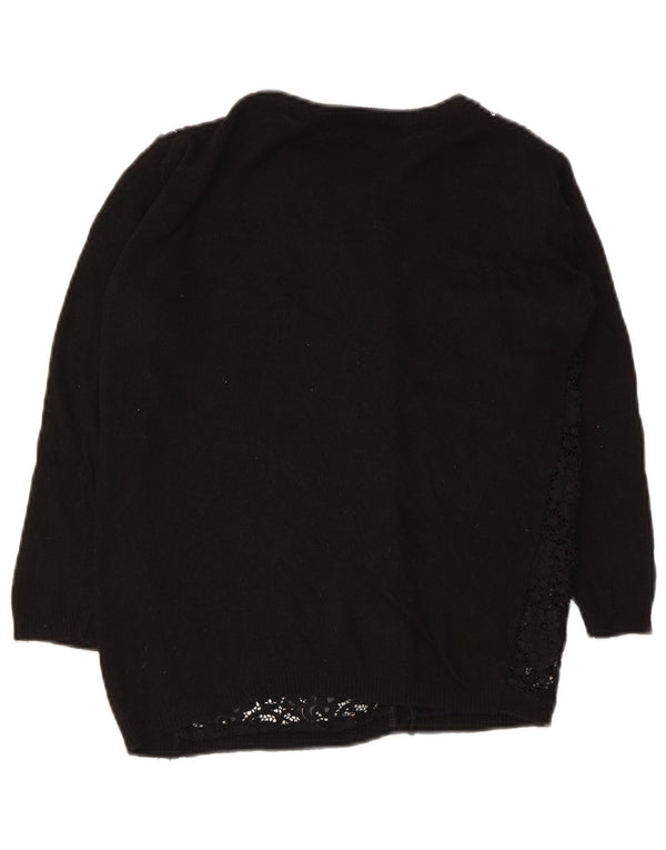 Zara Dame Cardigan Sweater UK 10 Small Black Floral
