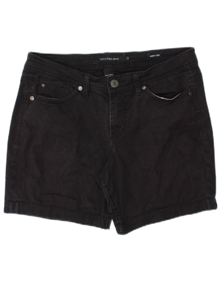 CALVIN KLEIN Dame Mid Rise denimshorts US 10 Large W30 Black Bomuld