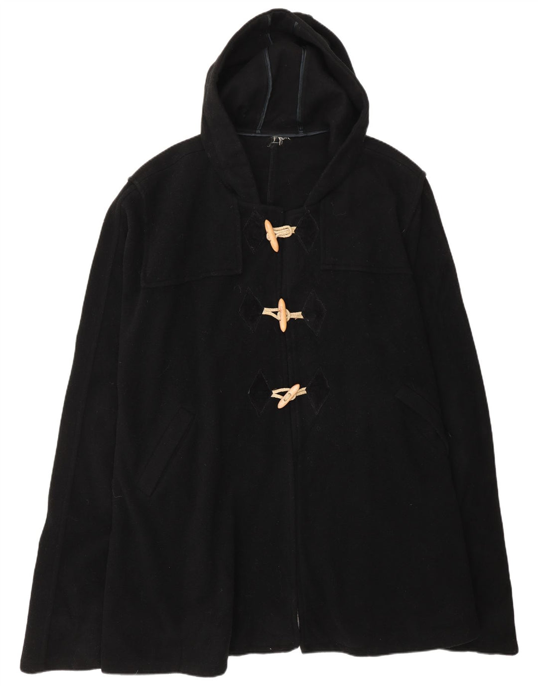 Vintage Poncho-jakke med hætte til kvinder One Size Sort