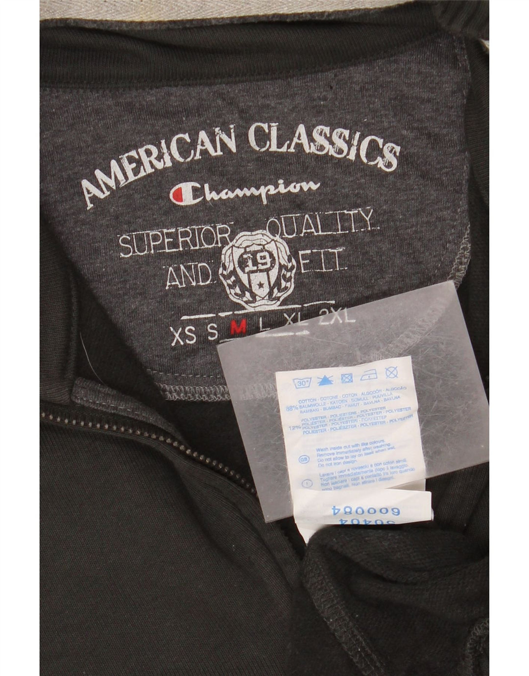 Champion Herre Classics Zip Neck Sweatshirt Jumper Medium Sort Bomuld