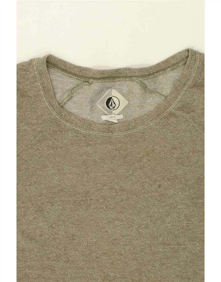 VOLCOM Womens Sweatshirt Jumper UK 14 Large Khaki Vintage Volcom and Second-Hand Volcom from Messina Hembry 