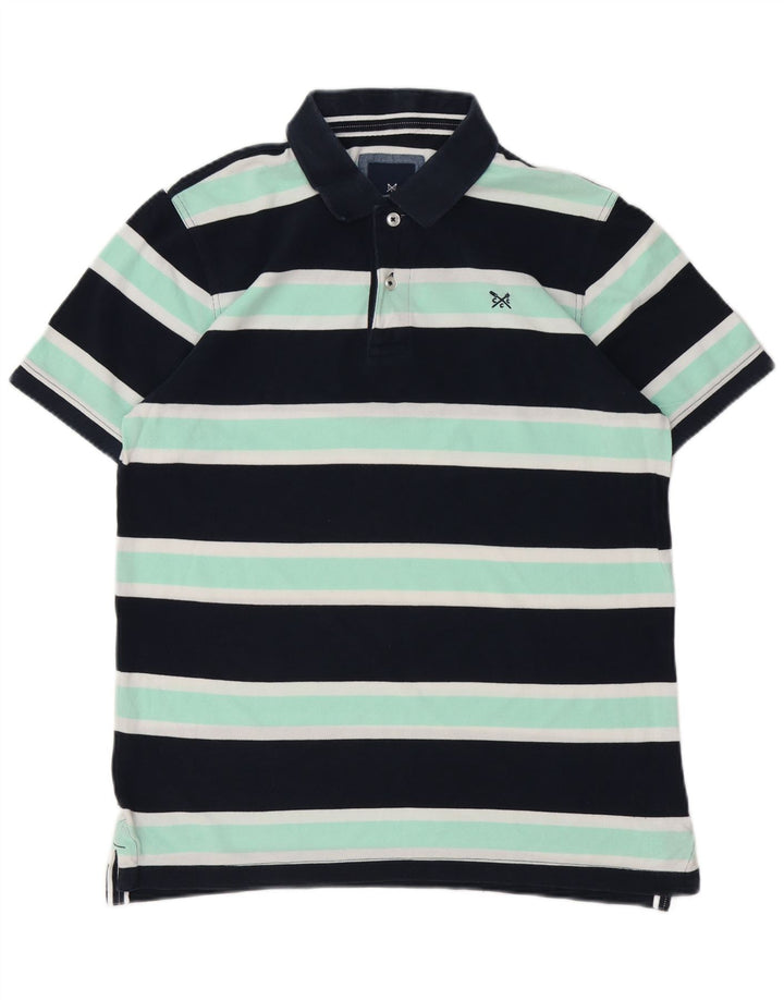 Besætningstøj Herre poloshirt Medium marineblå stribet bomuld
