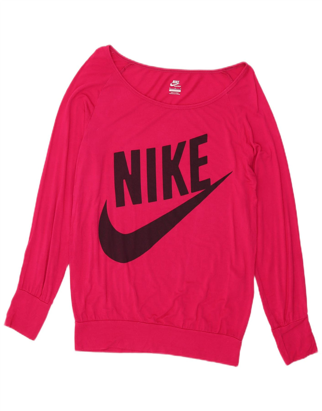 Nike Dame Grafisk Top Langærmet UK 14 Medium Pink Viscose