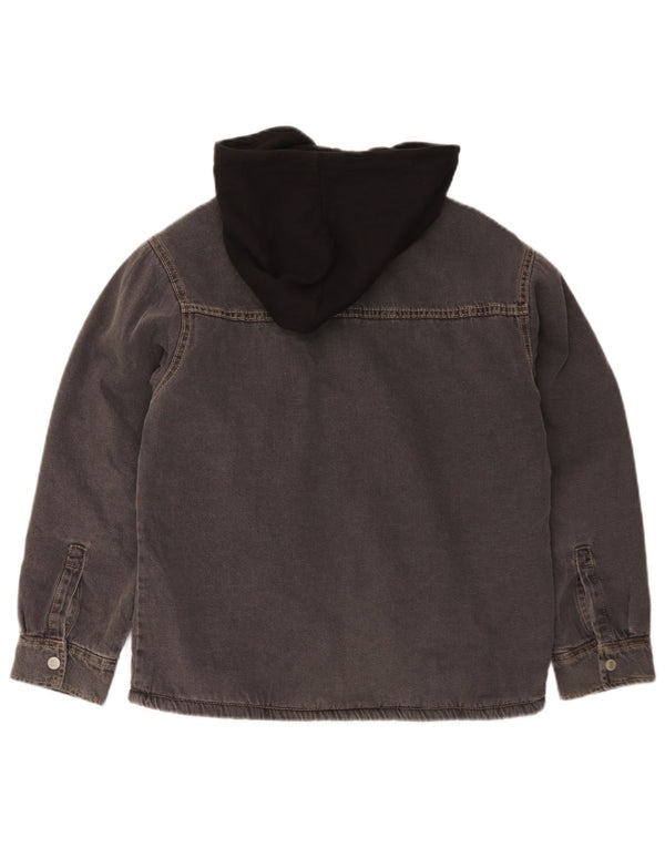 Zara Sherpa-jakke i denim med hætte til drenge 11-12 år Grå Colourblock Bomuld