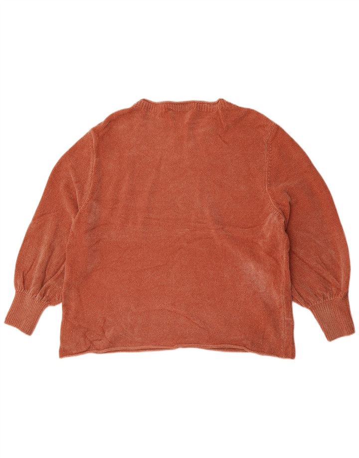Zara Dame Oversized Boat Neck Jumper Sweater UK 14 Medium Orange