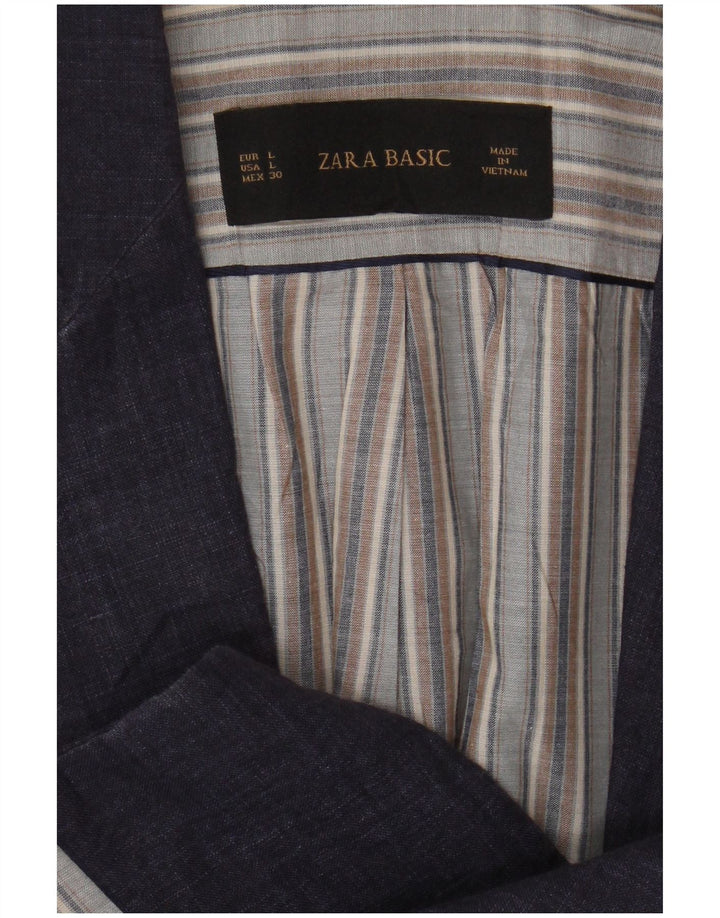 Zara Dame 1 Knap Blazer Jacket UK 16 Large Navy Blue