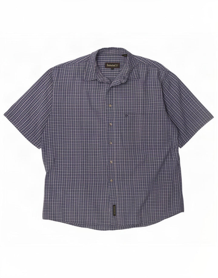 Timberland Kortærmet Herreskjorte Medium Blue Plaid Bomuld
