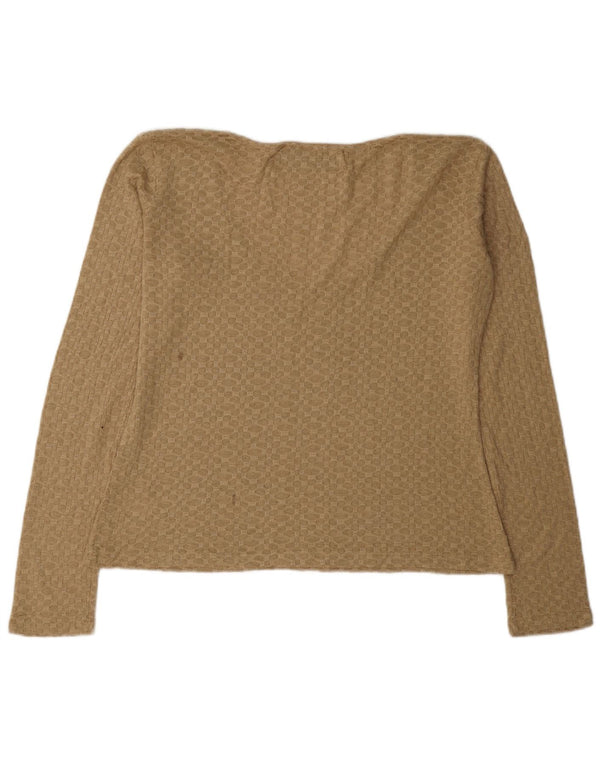 Zara Dame V-hals sweater UK 16 Stor Beige Akryl