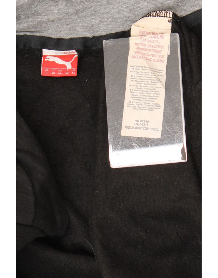 PUMA Grafisk hættetrøje med lynlås til kvinder UK 14 Stor sort bomuld