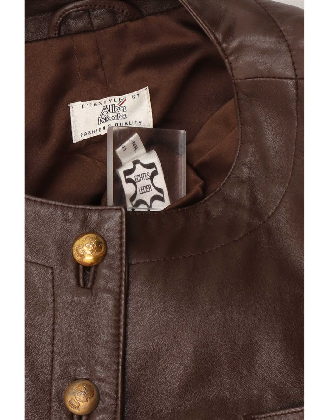 Alba Moda Dame Læder Blazer Jakke UK 14 Medium Brun