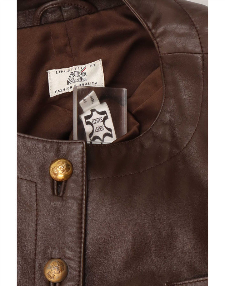 Alba Moda Dame Læder Blazer Jakke UK 14 Medium Brun