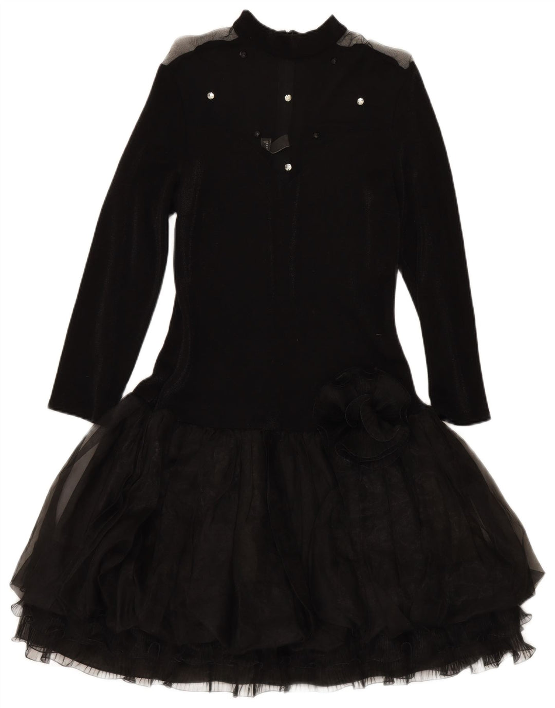 VERA MONT Womens Long Sleeve Tiered Dress UK 12 Medium Black