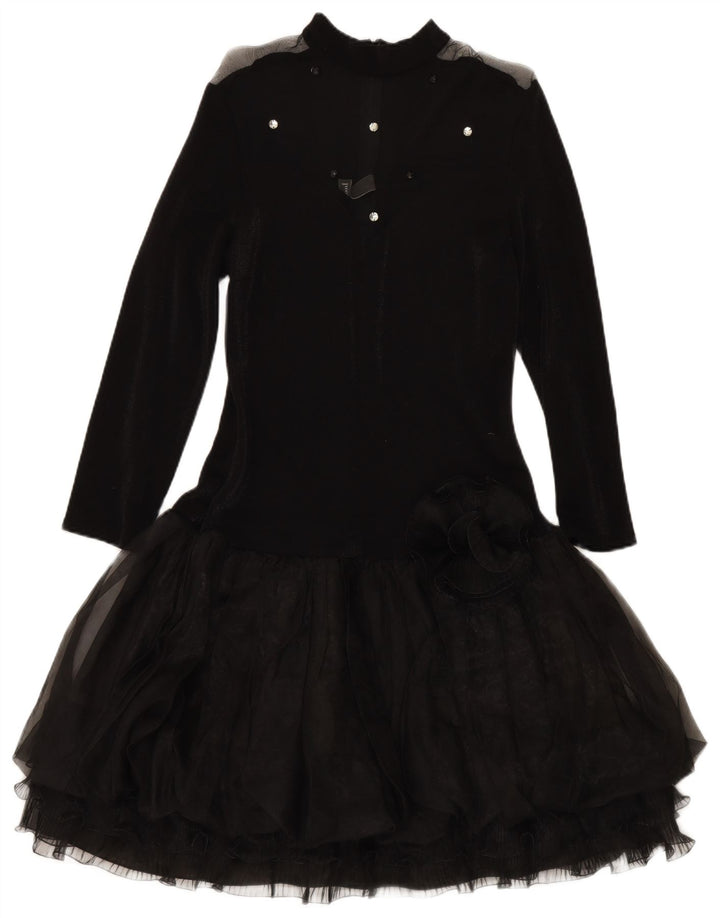 VERA MONT Womens Long Sleeve Tiered Dress UK 12 Medium Black