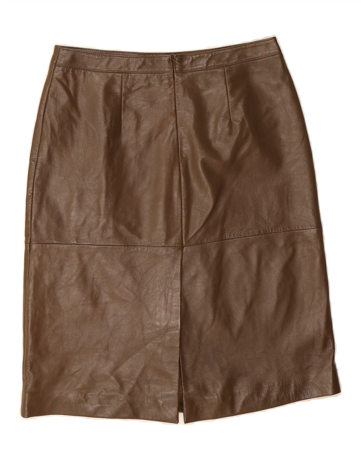 STEFANEL Womens Leather Skirt IT 44 Medium W30  Brown Leather Vintage Stefanel and Second-Hand Stefanel from Messina Hembry 