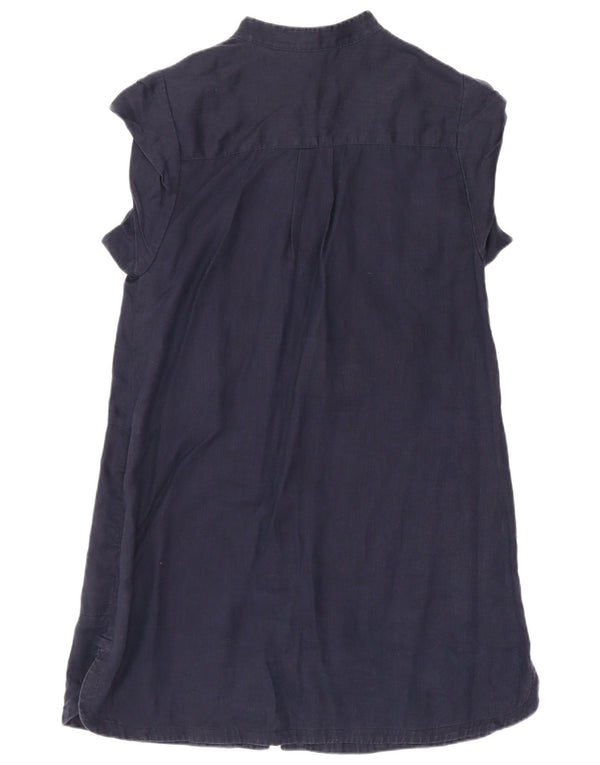 Max & Co. Dame ærmeløs skjortekjole UK 8 Small Navy Blue Linen