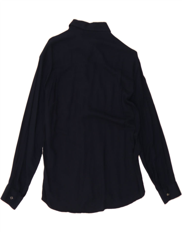 VINTAGE Womens Shirt Large Navy Blue Viscose Vintage Vintage and Second-Hand Vintage from Messina Hembry 