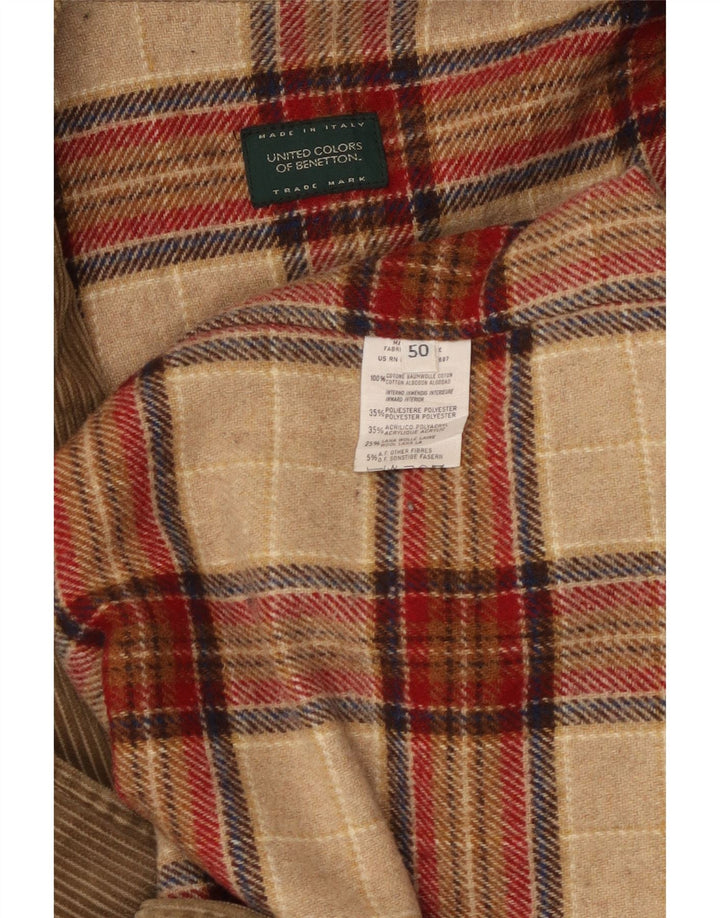 BENETTON Herre fløjlsjakke IT 50 Stor Beige Bomuld