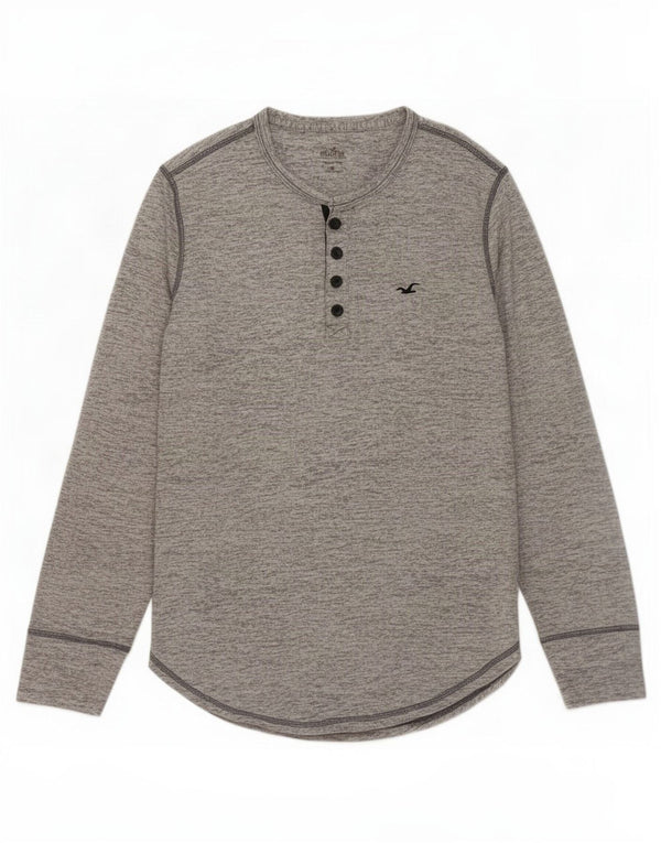 Hollister Herre Top Langærmet Lille Grå Flecked Bomuld