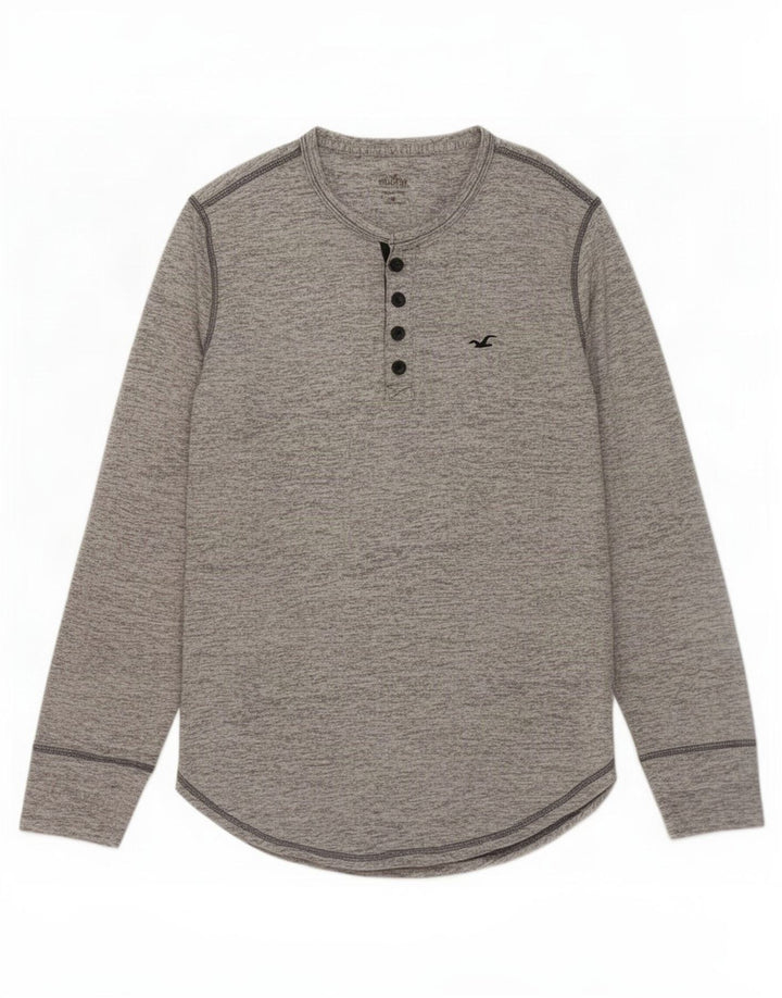 Hollister Herre Top Langærmet Lille Grå Flecked Bomuld