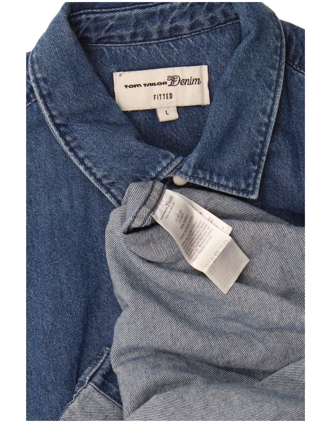 Tom Tailor Herre Fitted Denim Shirt Stor marineblå bomuld