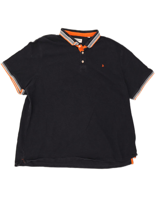 Jack & Jones herre poloskjorte 4XL marineblå stribet bomuld