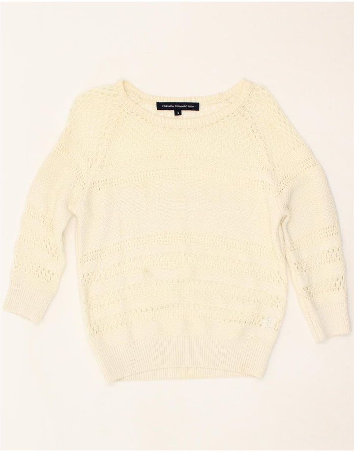 FRENCH CONNECTION Womens Boat Neck Jumper Sweater UK 10 Small Off White Vintage French Connection and Second-Hand French Connection from Messina Hembry 