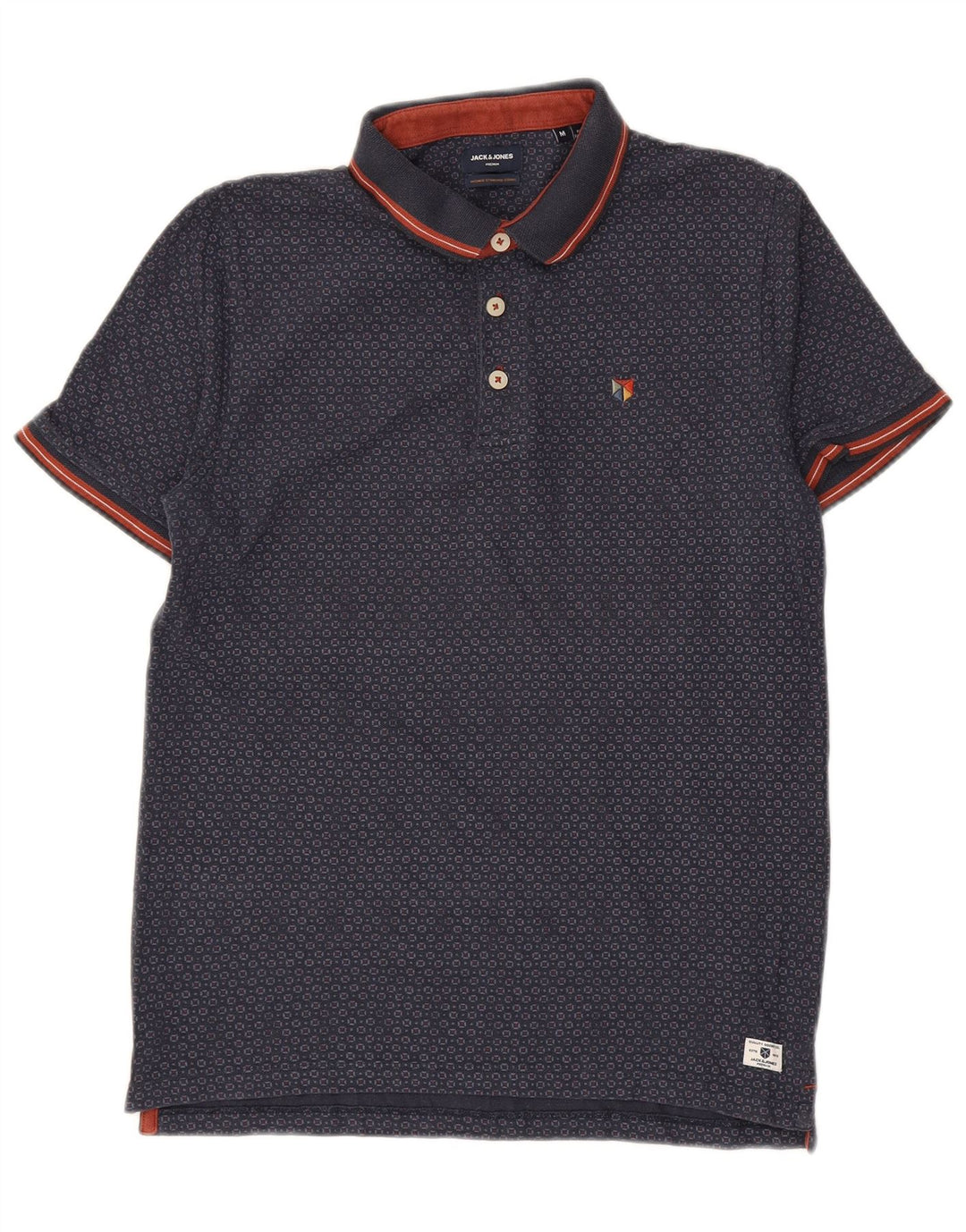 JACK & JONES Premium poloshirt til mænd Medium marineblå geometrisk bomuld